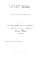 Poslovna aplikacija za restoran nad relacijskom bazom podataka (Oracle APEX)