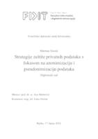 Strategije zaštite privatnih podataka s fokusom na anonimizaciju i pseudonimizaciju podataka