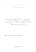 prikaz prve stranice dokumenta Izrada aplikacije "Billy" za pregled i upravljanje osobnih računa korištenjem Flutter razvojnog okvira