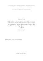 prikaz prve stranice dokumenta Opis i implementacija algoritama kriptiranja u programskom jeziku Python