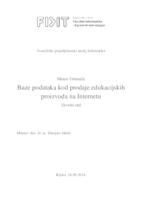 prikaz prve stranice dokumenta Baze podataka kod prodaje edukacijskih proizvoda na Internetu