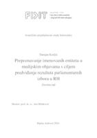 prikaz prve stranice dokumenta Prepoznavanje imenovanih entiteta u medijskim objavama s ciljem predviđanja rezultata parlamentarnih izbora u RH