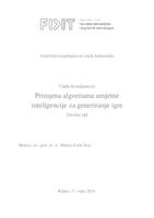 prikaz prve stranice dokumenta Primjena algoritama umjetne inteligencije za generiranje igre.