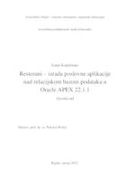 prikaz prve stranice dokumenta Restorani – izrada poslovne aplikacije nad relacijskom bazom podataka u Oracle APEX 22.1.1