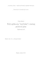prikaz prve stranice dokumenta Web aplikacija "myOrder'' i startup poslovni plan